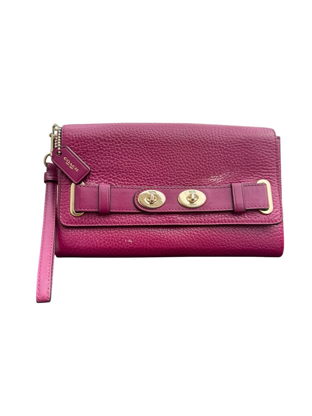 Coach Magenta Leather Wristlet with hangtag